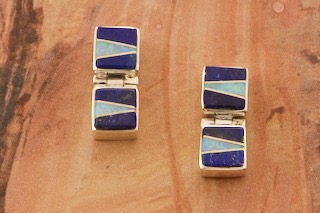 Calvin Begay Genuine Blue Lapis Sterling Silver Post Earrings